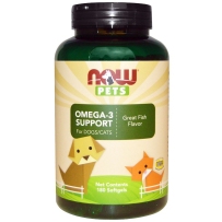 美国NOW Foods PETS宠物保健系列宠物猫狗Omega-3鱼油180软粒胶囊