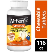 Airborne 维生素C咀嚼片 多种复合维生素与矿物质 成人 柑橘味VC咀嚼片116粒 提升免疫力 抗氧化
