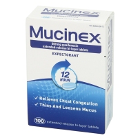 Mucinex 12小时紧急痰清除粘液减轻胸部充血呼吸顺畅扩展释放双层缓释片 100片