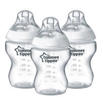 Tommee Tippee 汤美天地新生儿宽口PP奶瓶 260ml 3个装 透明色